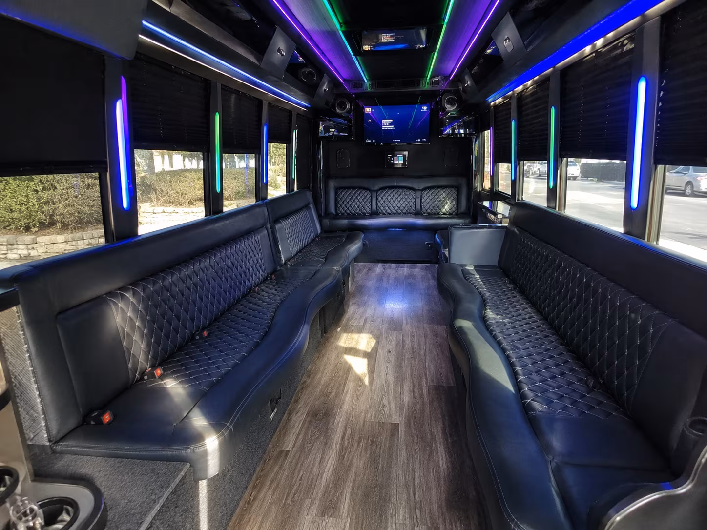 apex 15 passenger party bus interior